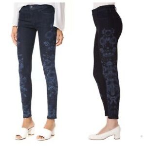 J Brand Floral Mid Rise Super Skinny Jeans